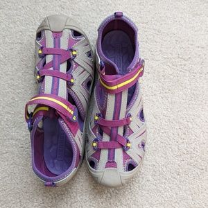 NWOT MERRELL Big Girl Size 7 (Women's Size 8) Hydro Hiker Sandals - Tan/Purple